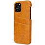 Fierre Shann Premium Card Coque iPhone 12 Pro Coque arrière avec Porte-Cartes - Cognac
