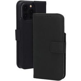 Mobiparts Wallet Housse iPhone 15 Pro Max MagSafe Etui en Cuir Véritable Porte-Monnaie - Noir