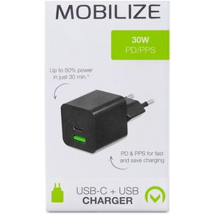 Mobilize - Double USB / USB-C Chargeur Power Delivery 30W - Noir