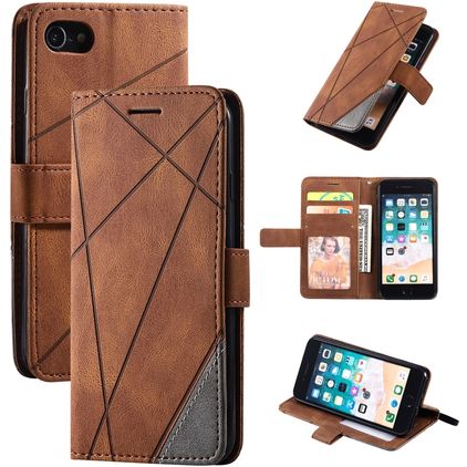 Mobigear Rhombus Housse iPhone 8 Etui Porte-Monnaie - Marron