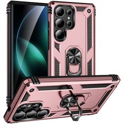 Mobigear Armor ring Coque Samsung Galaxy S25 Ultra Coque arrière Rigide Anti-Chocs avec Anneau-Support - Rose doré
