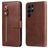 Mobigear Zipper Housse Samsung Galaxy S23 Ultra Etui Porte-Monnaie - Marron