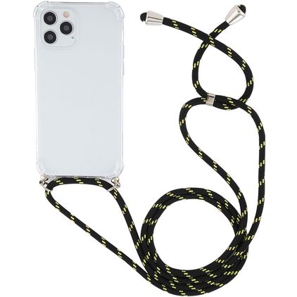 Mobigear Lanyard iPhone 12 Pro Max Coque avec cordon en TPU Souple - Transparent / Vert
