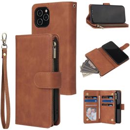 Mobigear Zipper Housse iPhone 12 Etui Porte-Monnaie - Marron Mobigear Zipper Housse iPhone 12 Etui Porte-Monnaie - Marron