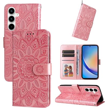 Mobigear Sunflower Housse Samsung Galaxy A35 Etui Porte-Monnaie - Rose doré