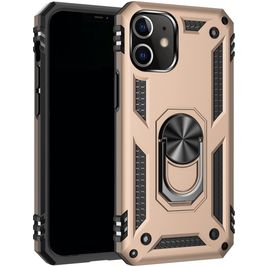 Mobigear Armor Ring Coque iPhone 12 Coque arrière Rigide Anti-Chocs avec Anneau-Support - Or