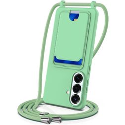 Mobigear Lanyard Card Samsung Galaxy S26 Plus Coque avec cordon en Silicone et Porte-Cartes - Vert