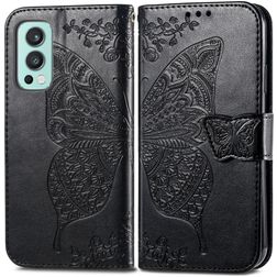 Mobigear Butterfly Housse OnePlus Nord 2 Etui Porte-Monnaie - Noir