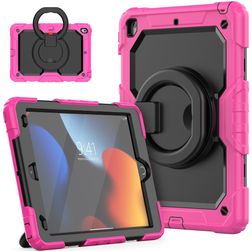 Mobigear RingGuard Coque iPad 9 (2021) Coque arrière en Plastique rigide,Silicone + Support Amovible - Magenta