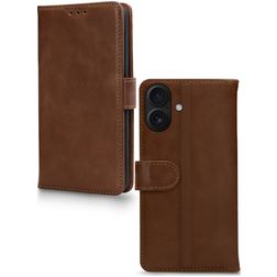 Mobilize Wallet iPhone 17 Cuir véritable Étui Portefeuille - Marron