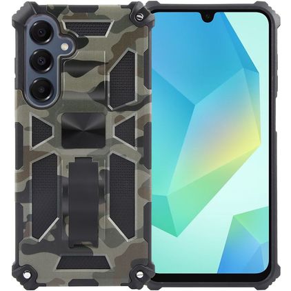 Mobigear Armor Stand Coque Samsung Galaxy A16 Coque arrière Rigide Anti-Chocs avec Support Amovible - Vert