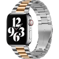 Mobigear Antwerp Bracelet Acier pour Apple Watch Fermeture boucle déployante - 49/46/45/44 mm - Rose doré / Argent