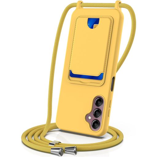 Mobigear Lanyard Card Samsung Galaxy A16 Coque avec cordon en Silicone et Porte-Cartes - Jaune