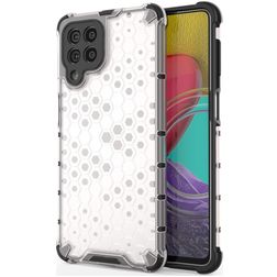 Mobigear Honeycomb Coque Samsung Galaxy M53 Coque arrière Rigide Anti-Chocs - Blanc