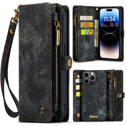 Caseme 008 Housse iPhone 14 Pro Etui avec Coque Détachable Porte-Monnaie - Noir