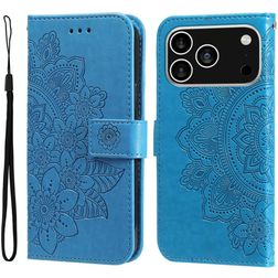 Mobigear Flowers Housse iPhone 17 Pro Etui Porte-Monnaie - Bleu