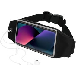 Mobiparts Comfort Fit Belt Brassard Téléphone iPhone 13 Mini Ceinture Coque de Sport en Neoprène - Noir