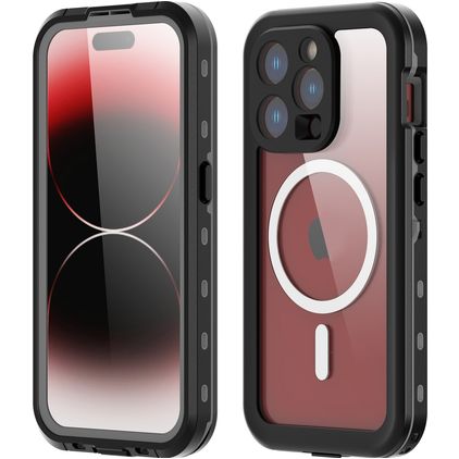 RedPepper Waterproof iPhone 15 Pro Max Étanche MagSafe Plastique rigide Coque arrière Antichoc - Noir