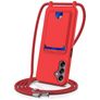 Mobigear Lanyard Card Samsung Galaxy A16 Coque avec cordon en Silicone et Porte-Cartes - Rouge