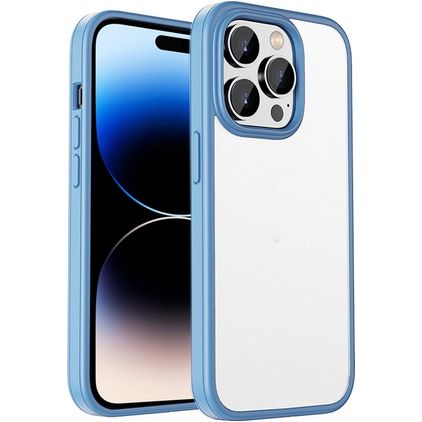 Mobigear Crystal Coque iPhone 14 Pro Coque arrière Rigide Anti-Chocs - Transparent / Bleu