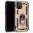 Mobigear Armor Ring Coque iPhone 12 Coque arrière Rigide Anti-Chocs avec Anneau-Support - Or