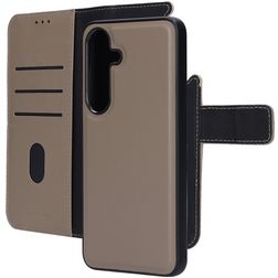 Mobiparts Housse Samsung Galaxy S25 Etui avec Coque Détachable en Cuir Véritable Porte-Monnaie - Taupe