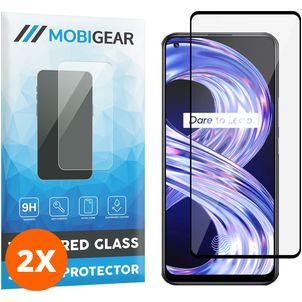 Mobigear Premium Realme 8 Verre trempé Protection d'écran - Compatible Coque - Noir (Lot de 2)