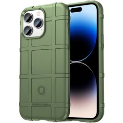 Mobigear Rugged Shield Coque iPhone 14 Pro Coque arrière en TPU Souple Anti-Chocs - Vert