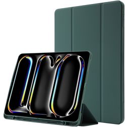 Mobigear Tri-Fold Gel Coque iPad Pro 13 Pouces (2024) Etui en TPU,Similicuir + Porte-crayon - Vert