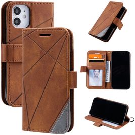 Mobigear Rhombus Housse iPhone 12 Mini Etui Porte-Monnaie - Marron