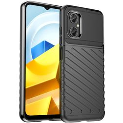 Mobigear Groove Coque POCO M5 Coque arrière en TPU Souple - Noir