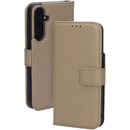 Mobiparts Housse Samsung Galaxy A55 Etui en Cuir Véritable Porte-Monnaie - Taupe