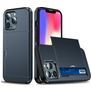 Mobigear Card Coque iPhone 13 Coque arrière Rigide Anti-Chocs avec Porte-Cartes - Bleu
