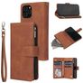 Mobigear Zipper Housse iPhone 12 Etui Porte-Monnaie - Marron