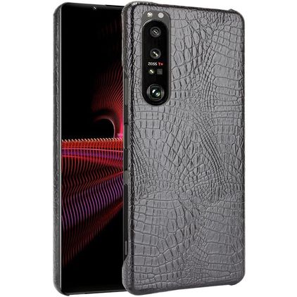 Mobigear Croco Coque Sony Xperia 1 III Coque arrière Rigide - Noir