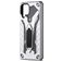 Mobigear Armor Stand Coque Samsung Galaxy A12 Coque arrière Rigide Anti-Chocs avec Support Amovible - Argent