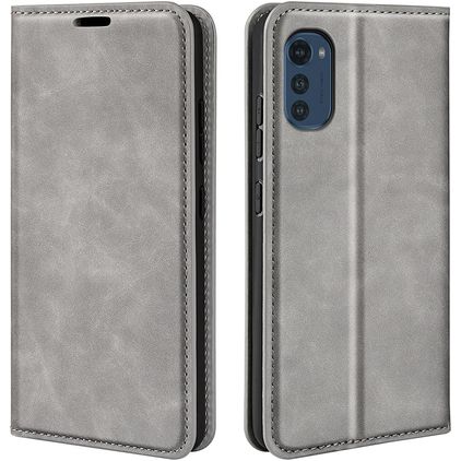 Mobigear Retro Slim Housse Motorola Moto E32s Etui Porte-Monnaie - Gris