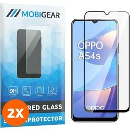 Mobigear Premium OPPO A54s Verre trempé Protection d'écran - Compatible Coque - Noir (Lot de 2)