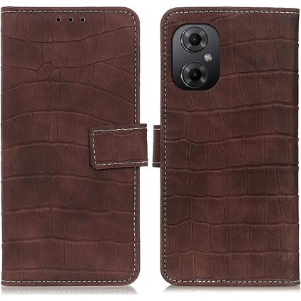 Mobigear Croco Housse POCO M5 Etui Porte-Monnaie - Marron
