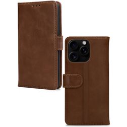 Mobilize Wallet Housse iPhone 16 Pro Etui en Cuir Véritable Porte-Monnaie - Marron