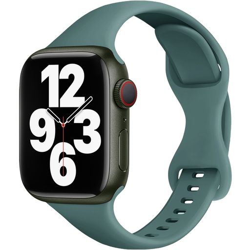Mobigear Sport Slim Bracelet Silicone Apple Watch Fermeture à clou et passant - 42/41/40/38 mm - Vert