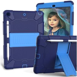 Mobigear ShieldStand Coque iPad 9 (2021) Coque arrière en Plastique rigide,Silicone + Porte-crayon + Support Amovible - Bleu