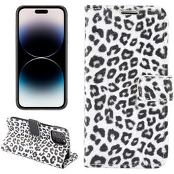 Mobigear Leopard Housse iPhone 14 Pro Max Etui Porte-Monnaie - Blanc