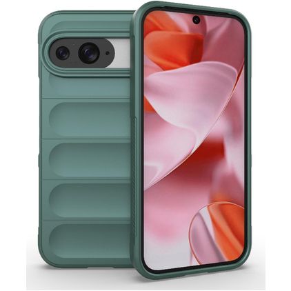 Mobigear Bumpy Coque Google Pixel 9 Pro Coque arrière en TPU Souple - Vert foncé