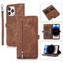 Mobigear Zipper Housse iPhone 14 Pro Etui Porte-Monnaie - Marron