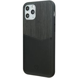 Valenta Card Slot Coque iPhone 11 Pro Max Coque arrière en Cuir Véritable avec Porte-Cartes - Noir