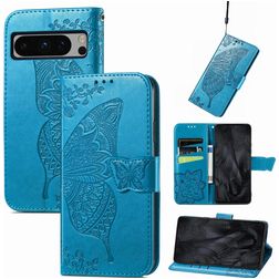 Mobigear Butterfly Housse Google Pixel 8 Pro Etui Porte-Monnaie - Bleu