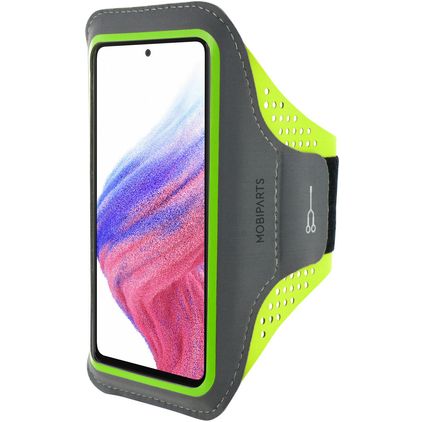 Mobiparts Comfort Fit Brassard Téléphone Samsung Galaxy A53 Brassard Coque de Sport en Neoprène - Neon Green
