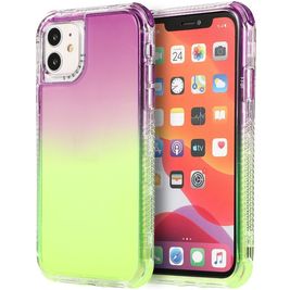 Mobigear Gradient Coque iPhone 12 Pro Max Coque arrière Rigide Anti-Chocs - Vert / Violet