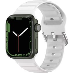 Mobigear Bumpy Bracelet Silicone Apple Watch Fermeture boucle ardillon - 42/41/40/38 mm - Blanc